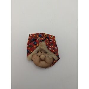 Vintage Handmade Grandma Face Ornament Floral Bonnet Glasses Novelty
